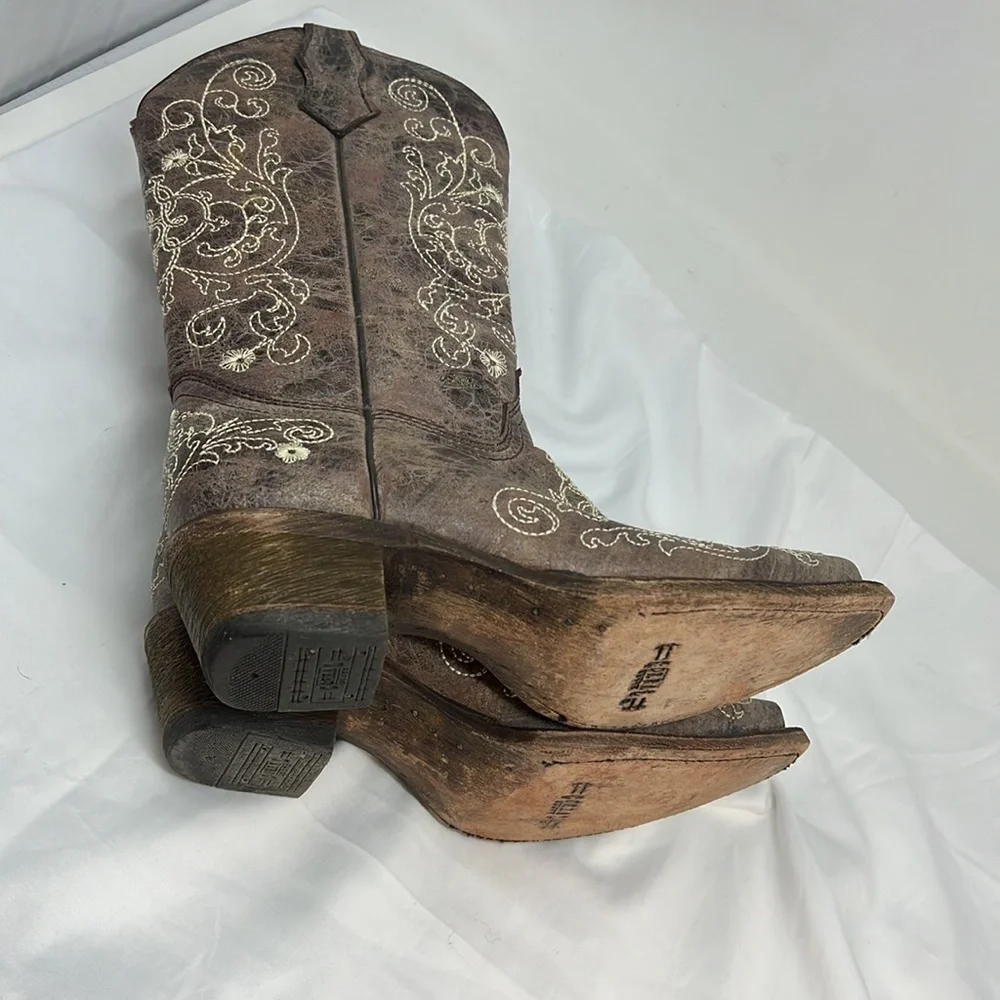 Coral Girls 4T Leather Western Cowboy Boots